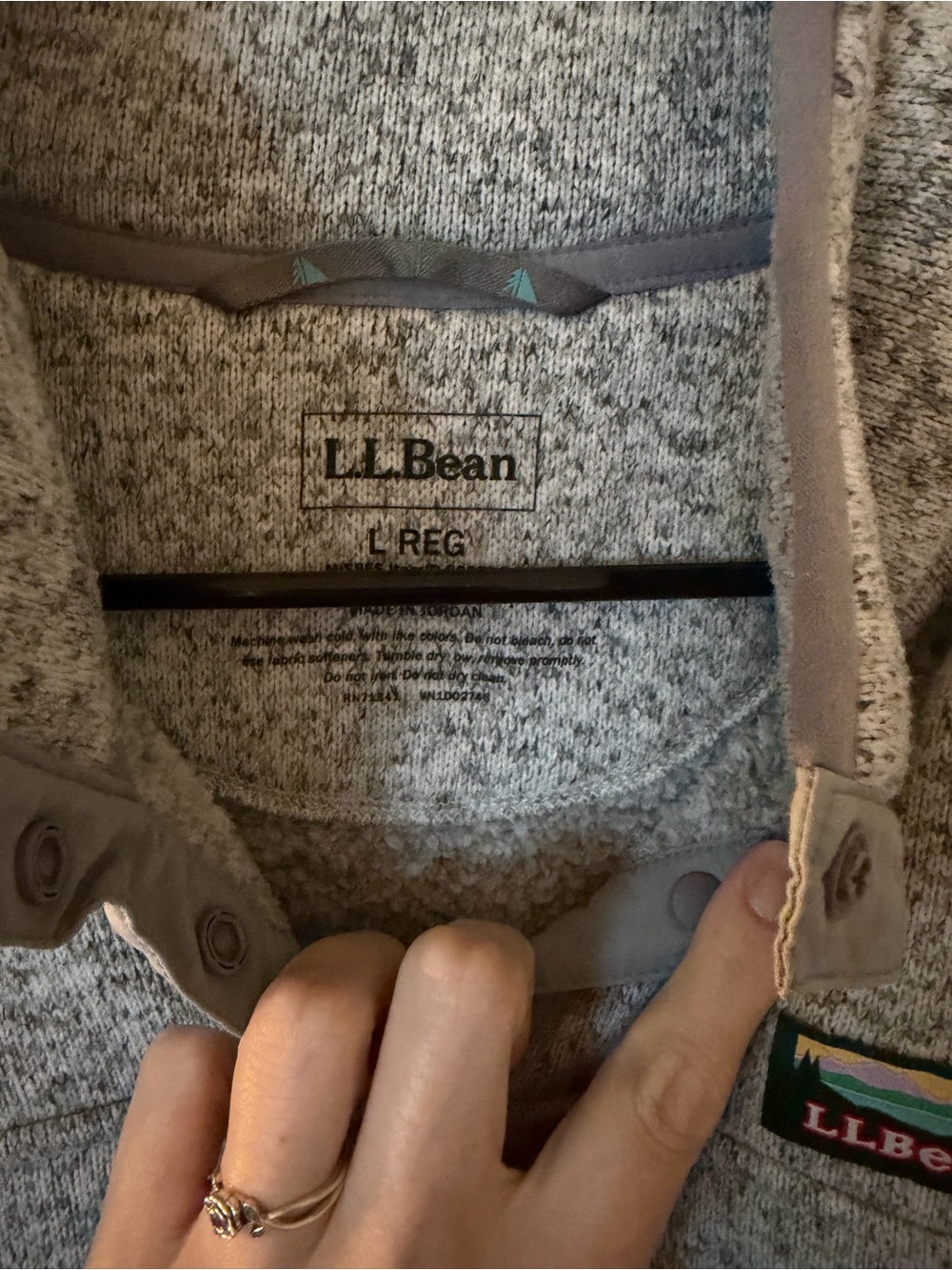 L.L. Bean Heather Gray Button-Style Fleece Pullover - Picture 4 of 4